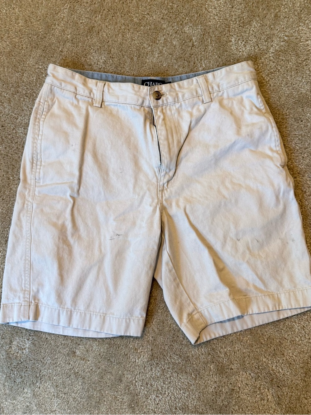 Chaps mens 32 new stone light cream shorts: 100% cotton beach nautical business